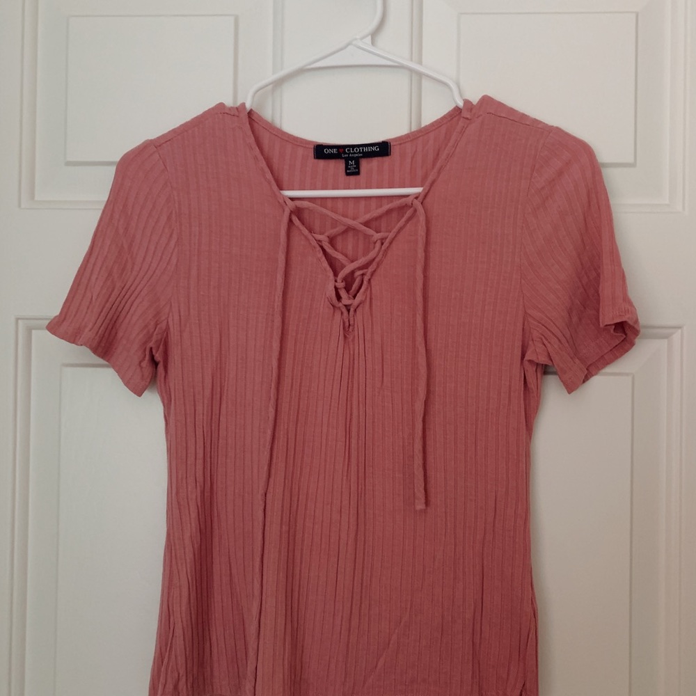 Pink Women’s Top with Criss Crossing detailing